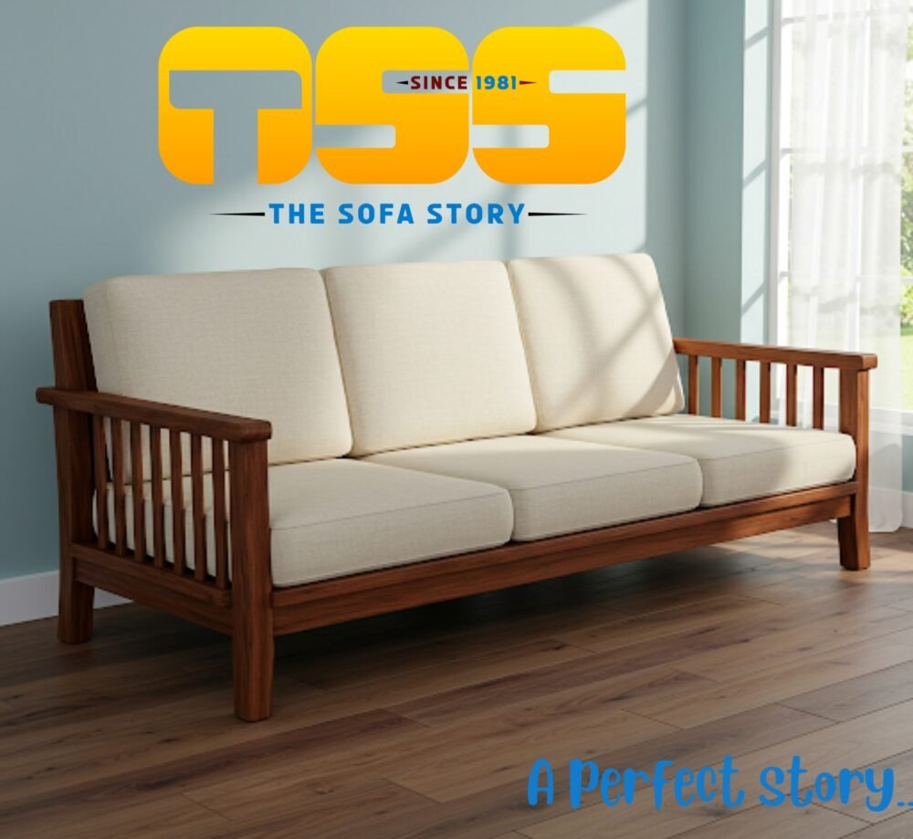 3 Seater Wooden Sofa (Only White)