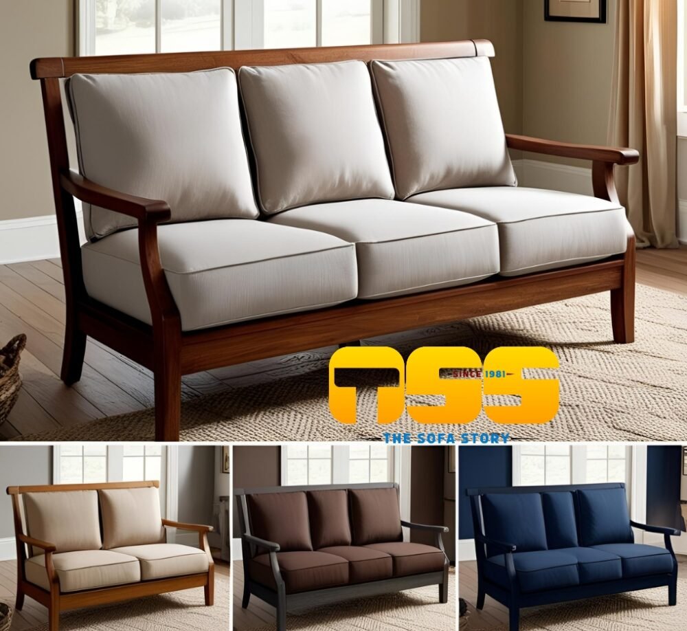 3 Seater Wooden Sofa (White)