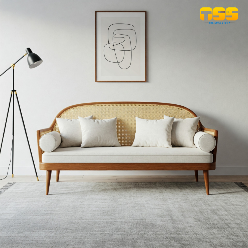 3 Seater Wooden Sofa (White)