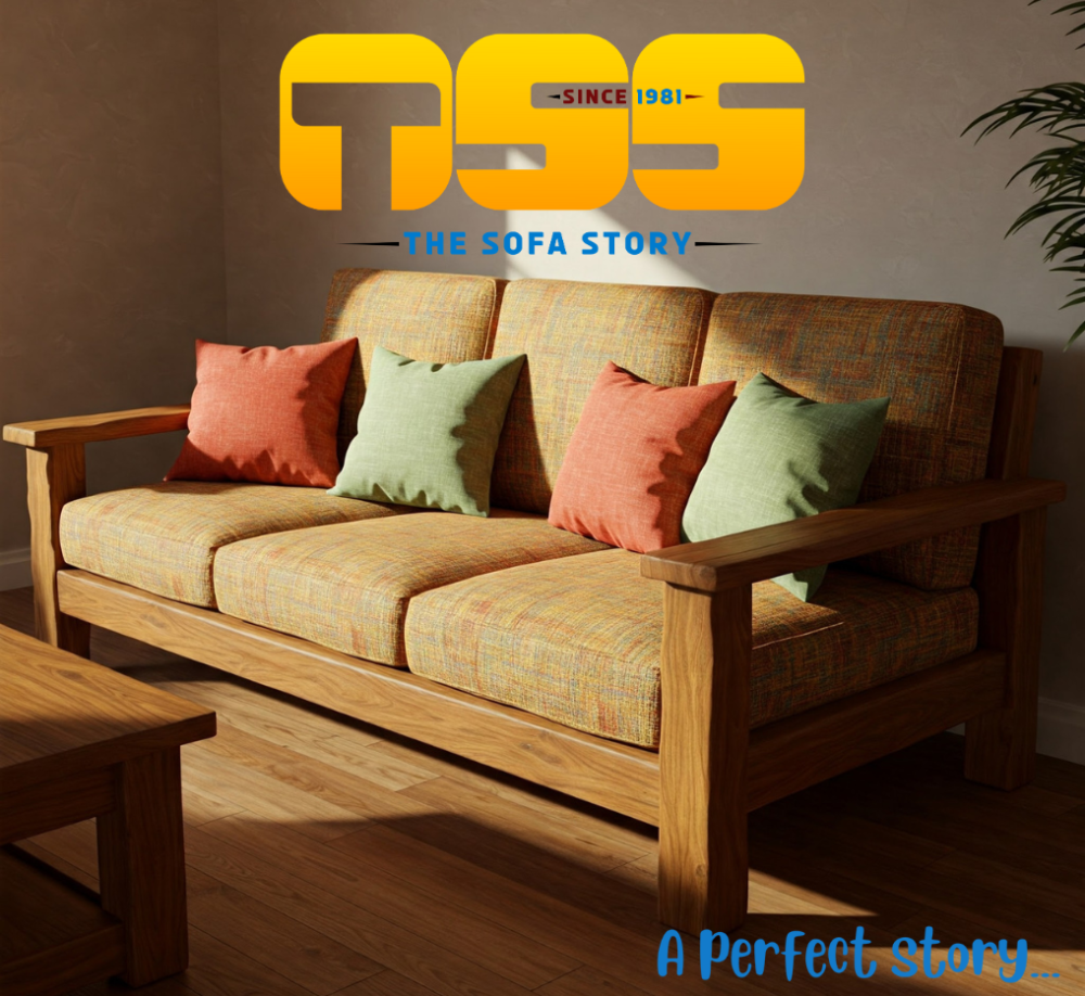 3 Seater Wooden Sofa (Yellow)