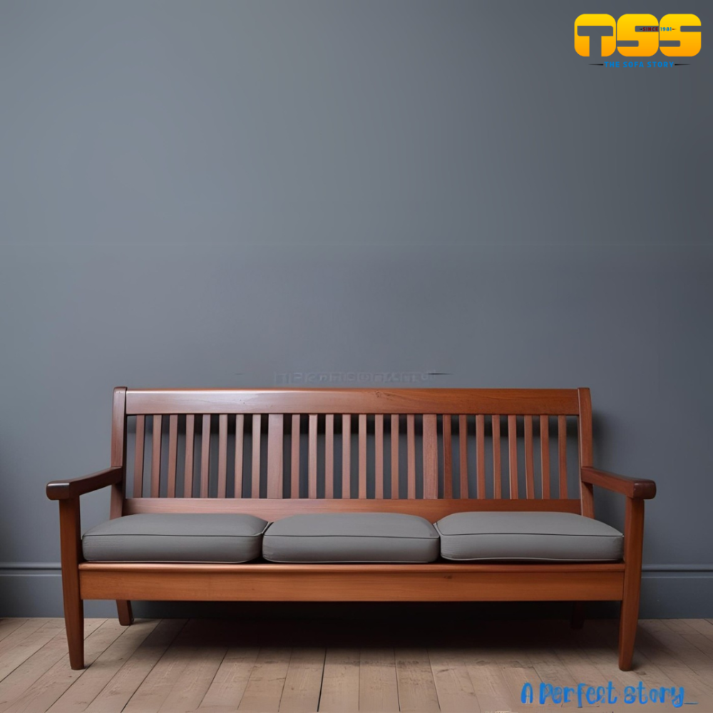 3 Seater Wooden Sofa(Dark Grey)