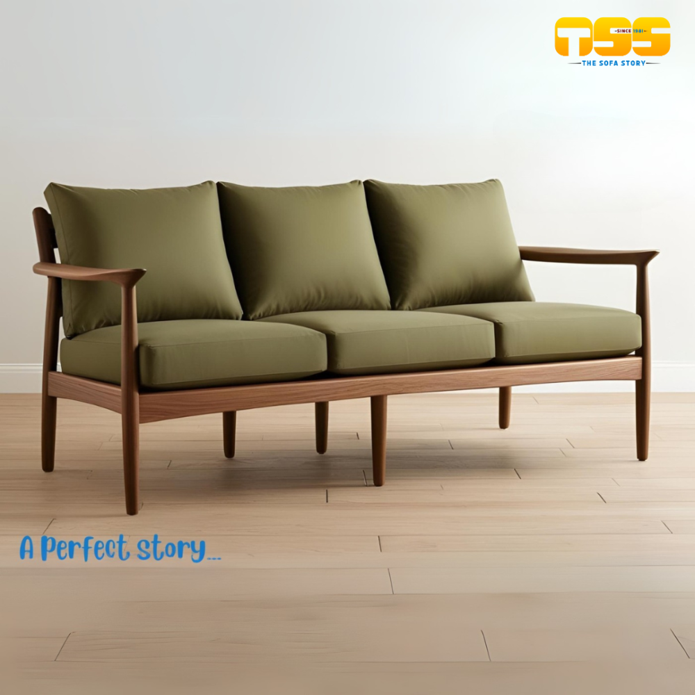 3 Seater Wooden Sofa (Olive Green)