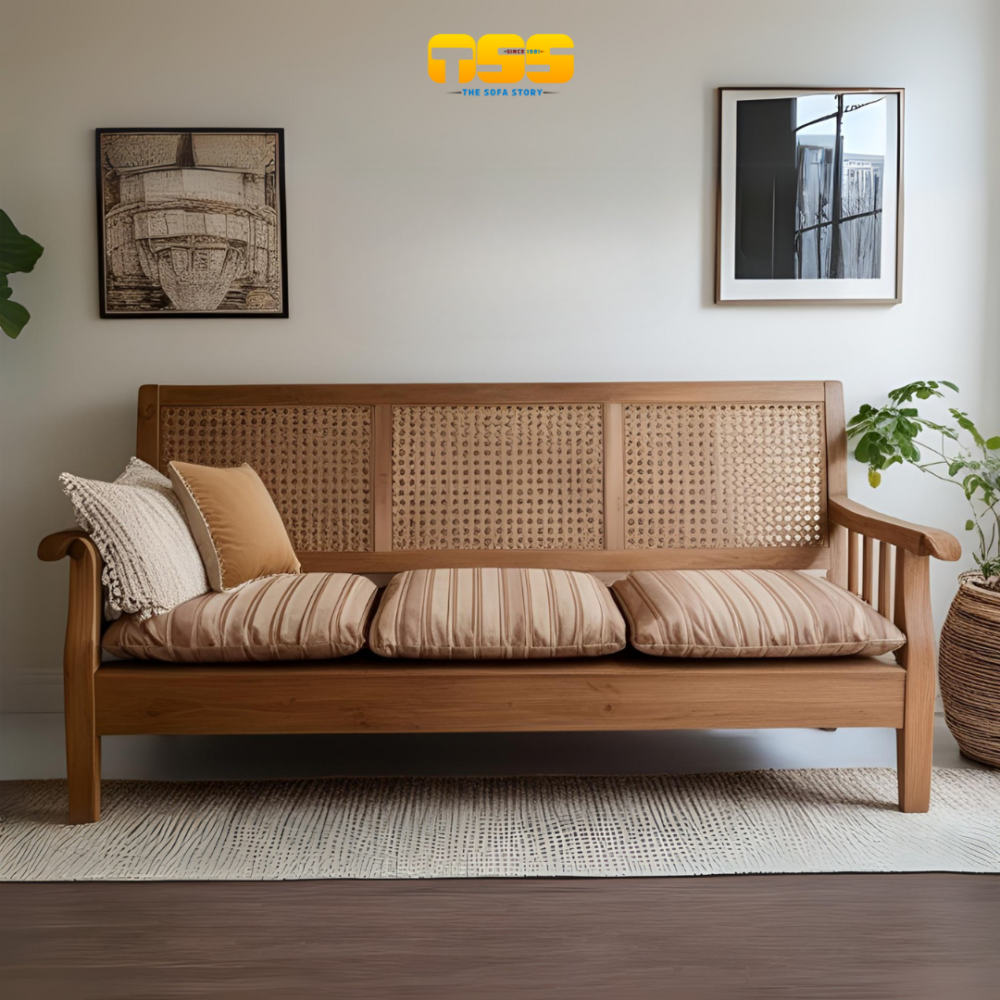3 Seater Wooden Sofa (Irish Cream)