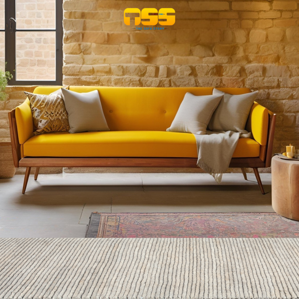 3 Seater Wooden Sofa (Yellow)