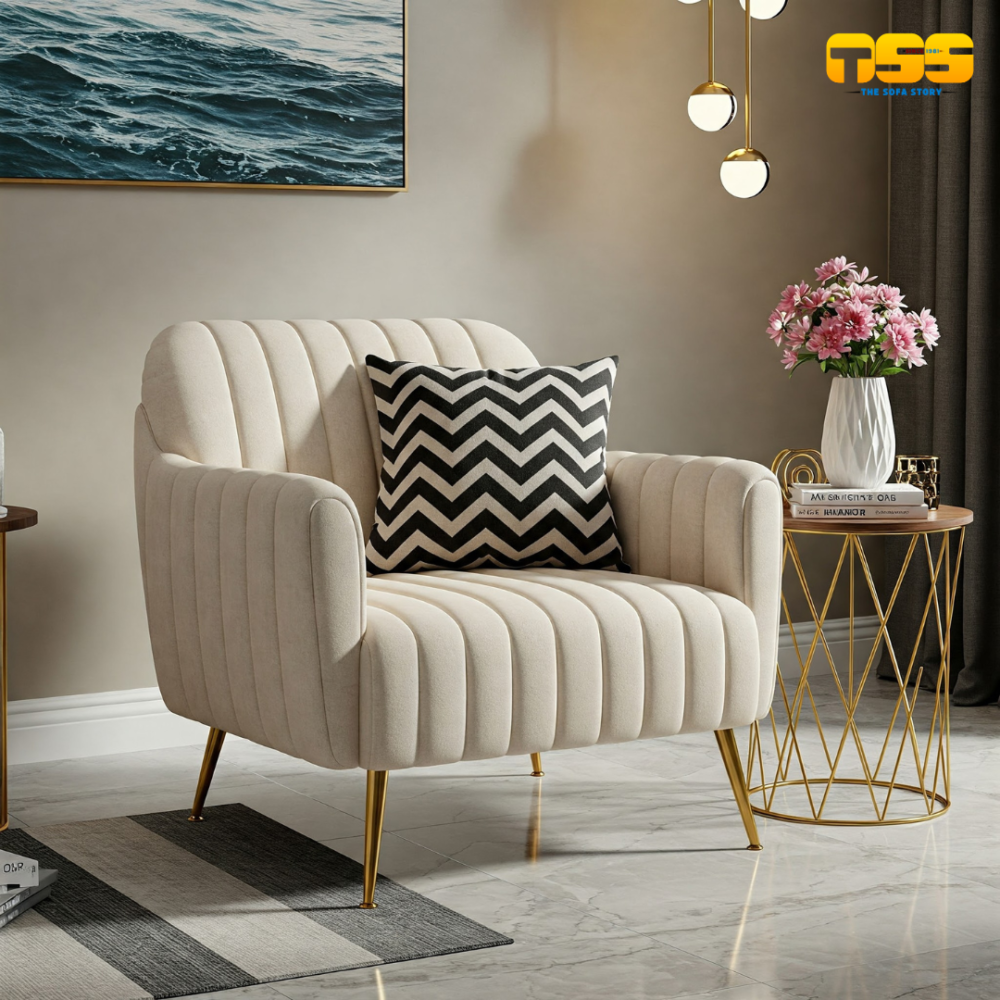 1 Seater Fabric Sofa (Beige)