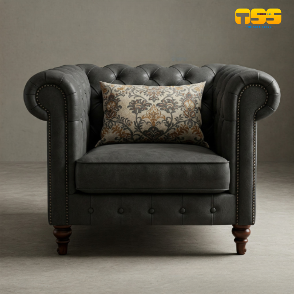 1 Seater Fabric Sofa (Grey)