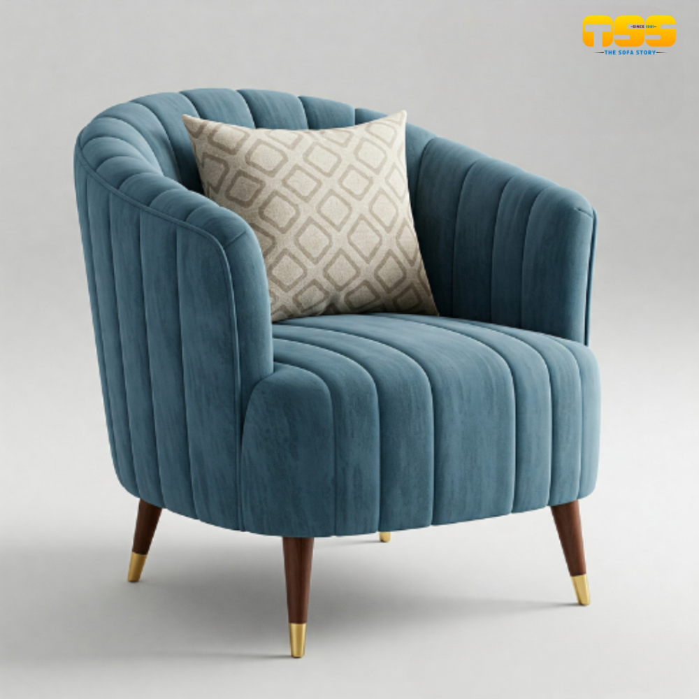1 Seater Fabric Sofa (Blue)