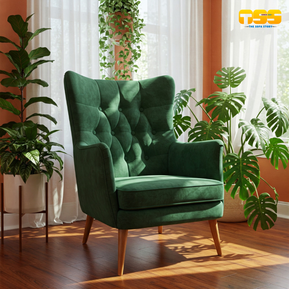 1 Seater Fabric Sofa (Emerald Green)