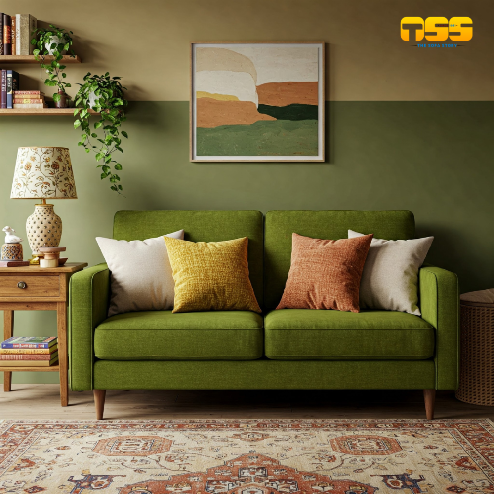 2 Seater Fabric Sofa (Green)