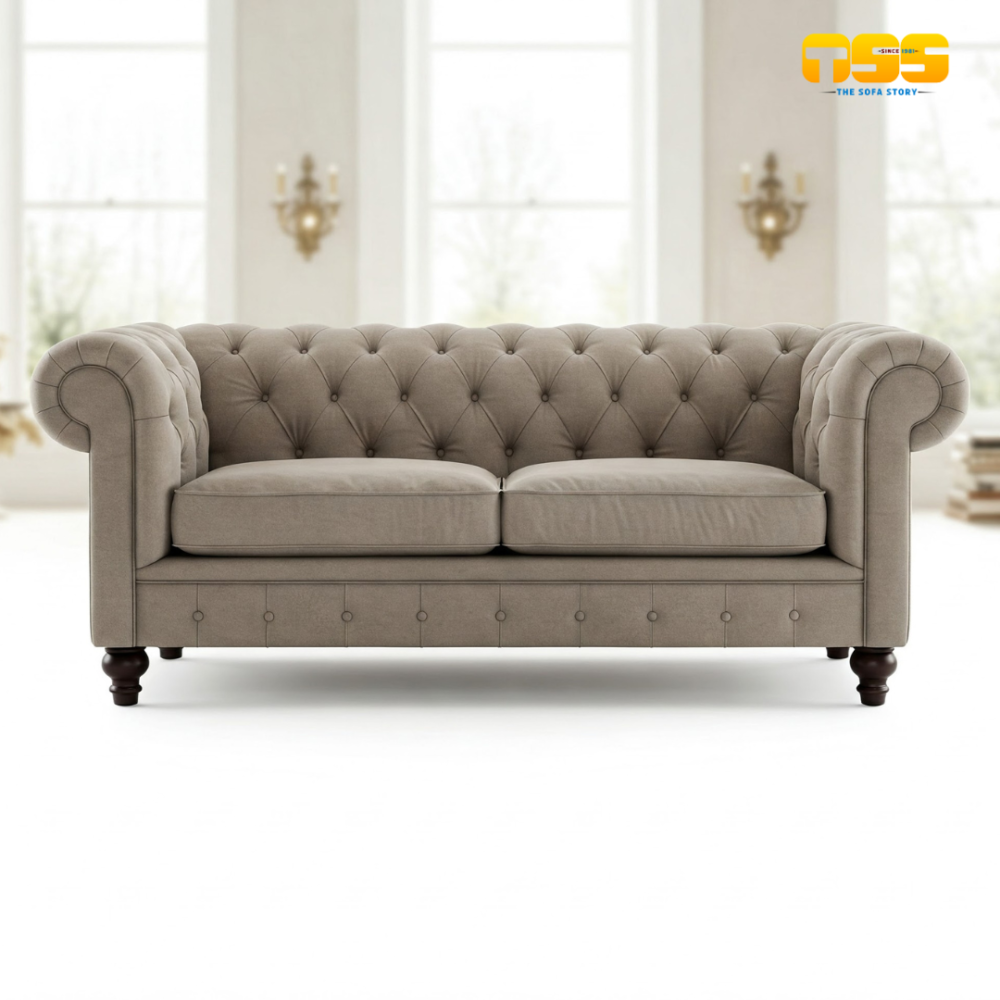 2 Seater Fabric Sofa (Light Grey)