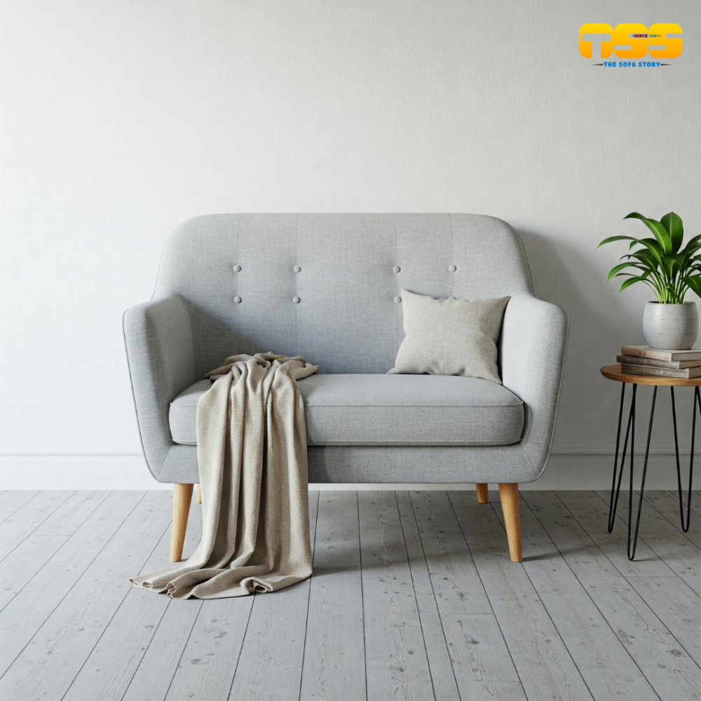1 Seater Fabric Sofa (Light Grey)