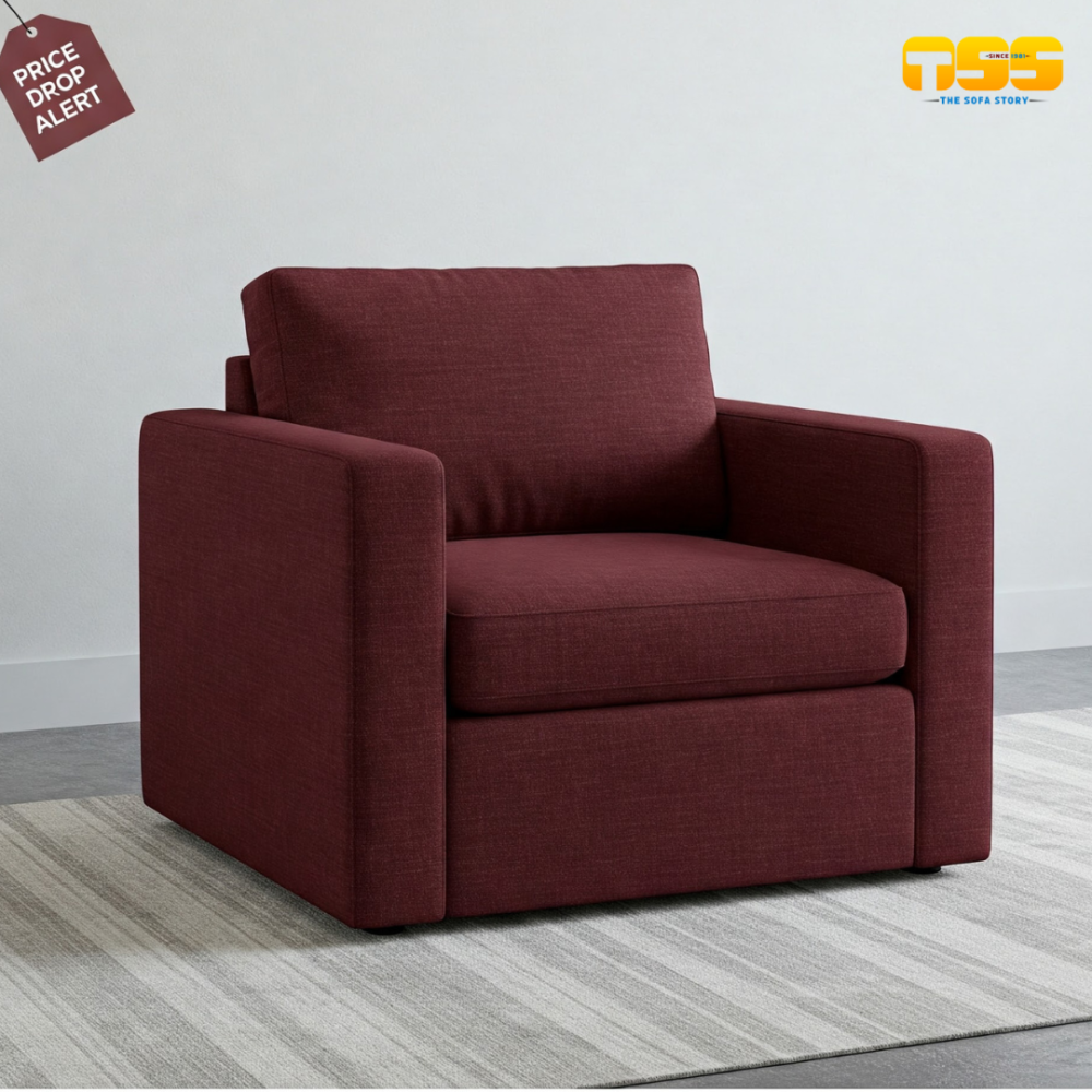 1 Seater Fabric Sofa (Maroon)