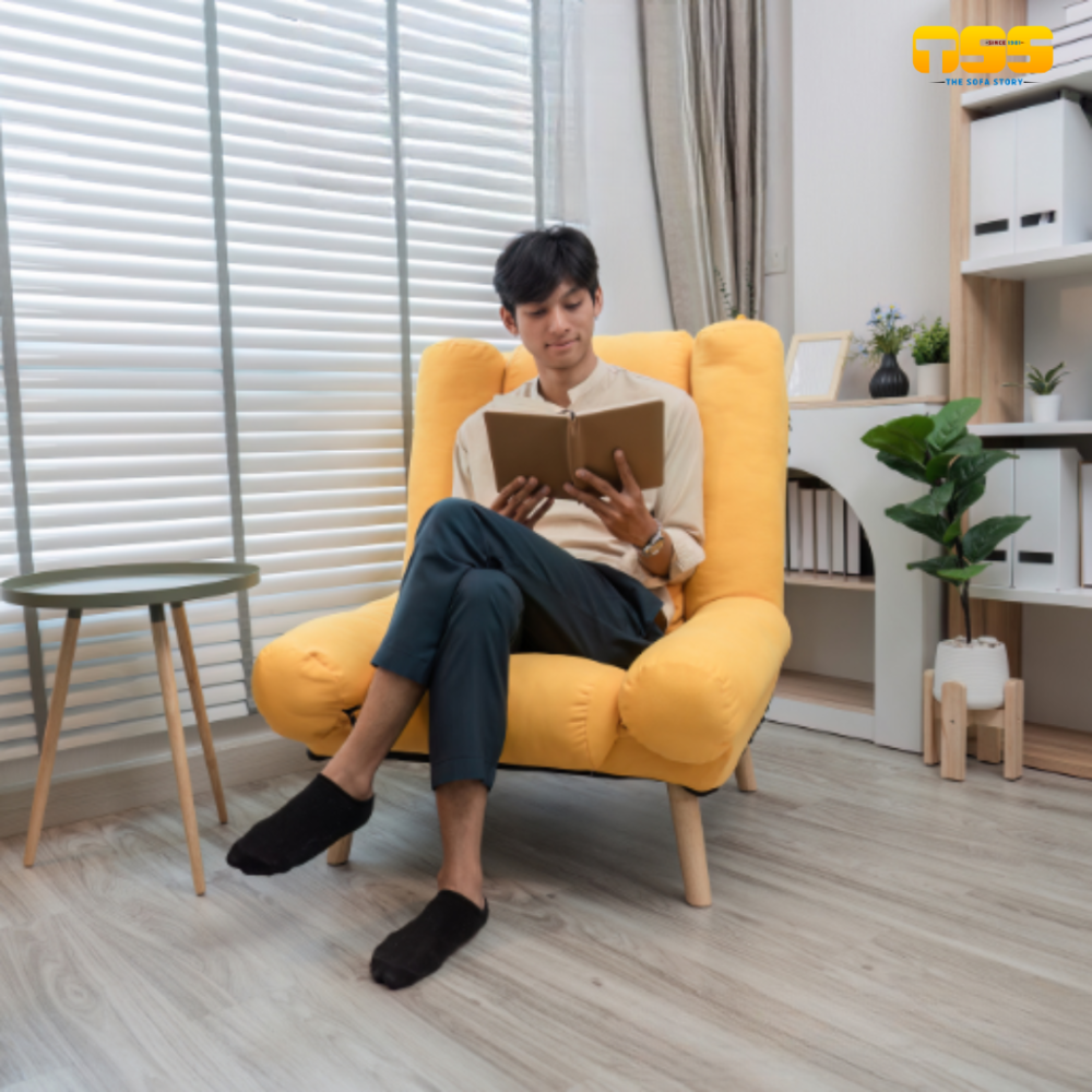 1 Seater Fabric Sofa (Puffy Yellow)