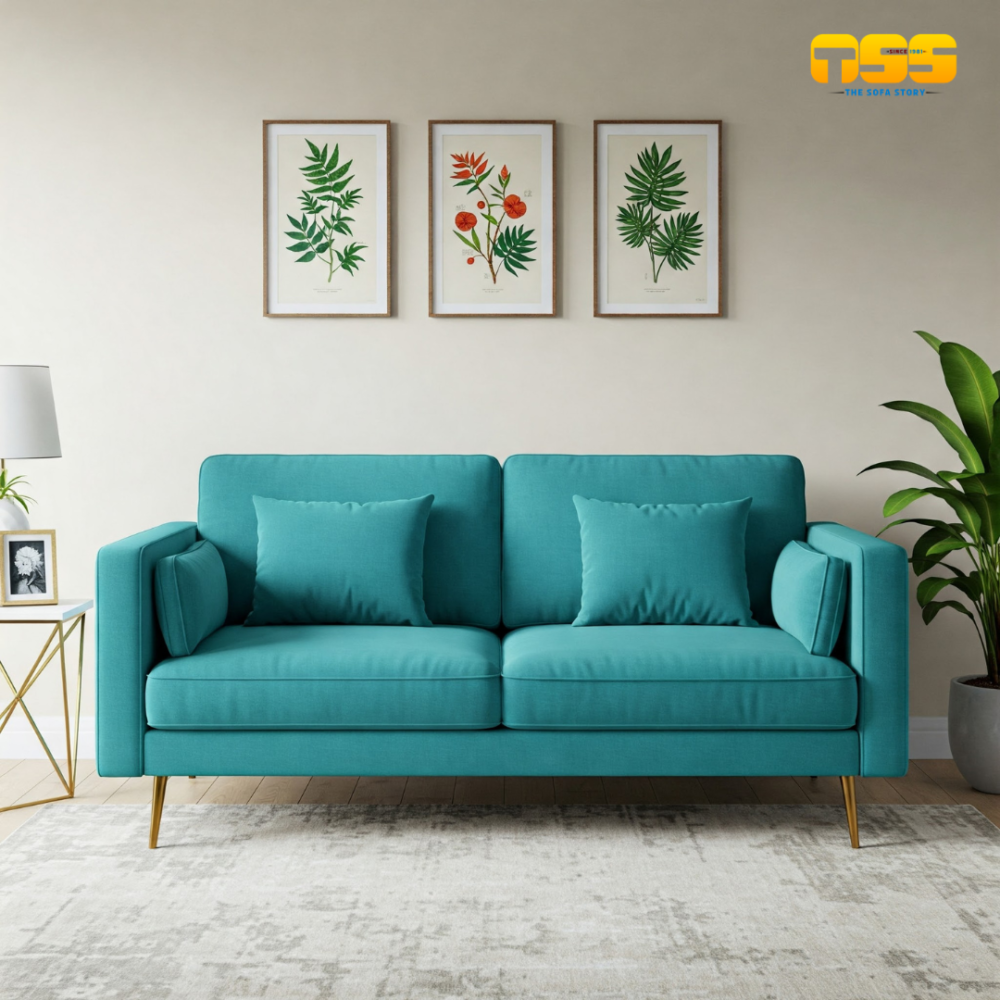 2 Seater Fabric Sofa (Teal)