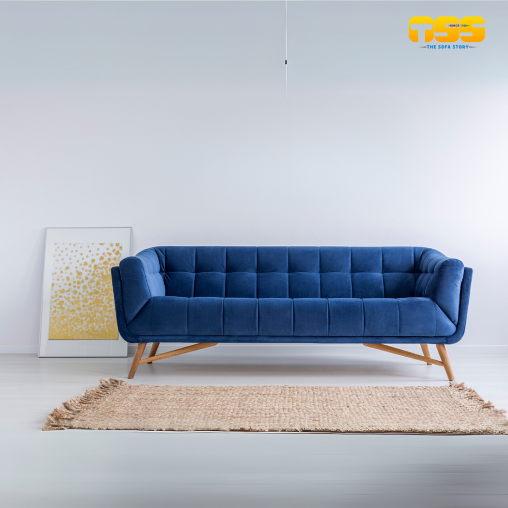 3 Seater Fabric Sofa (Blue)