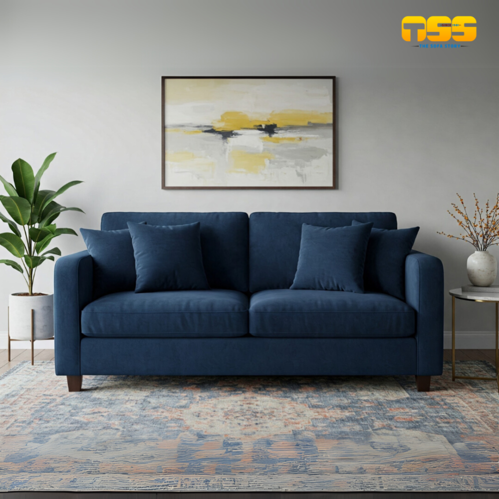 2 Seater Fabric Sofa (Navy Blue)