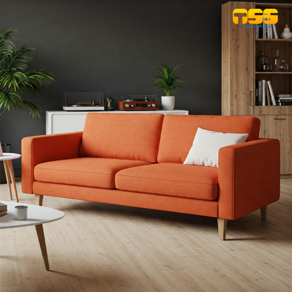 2 Seater Fabric Sofa (Orange)