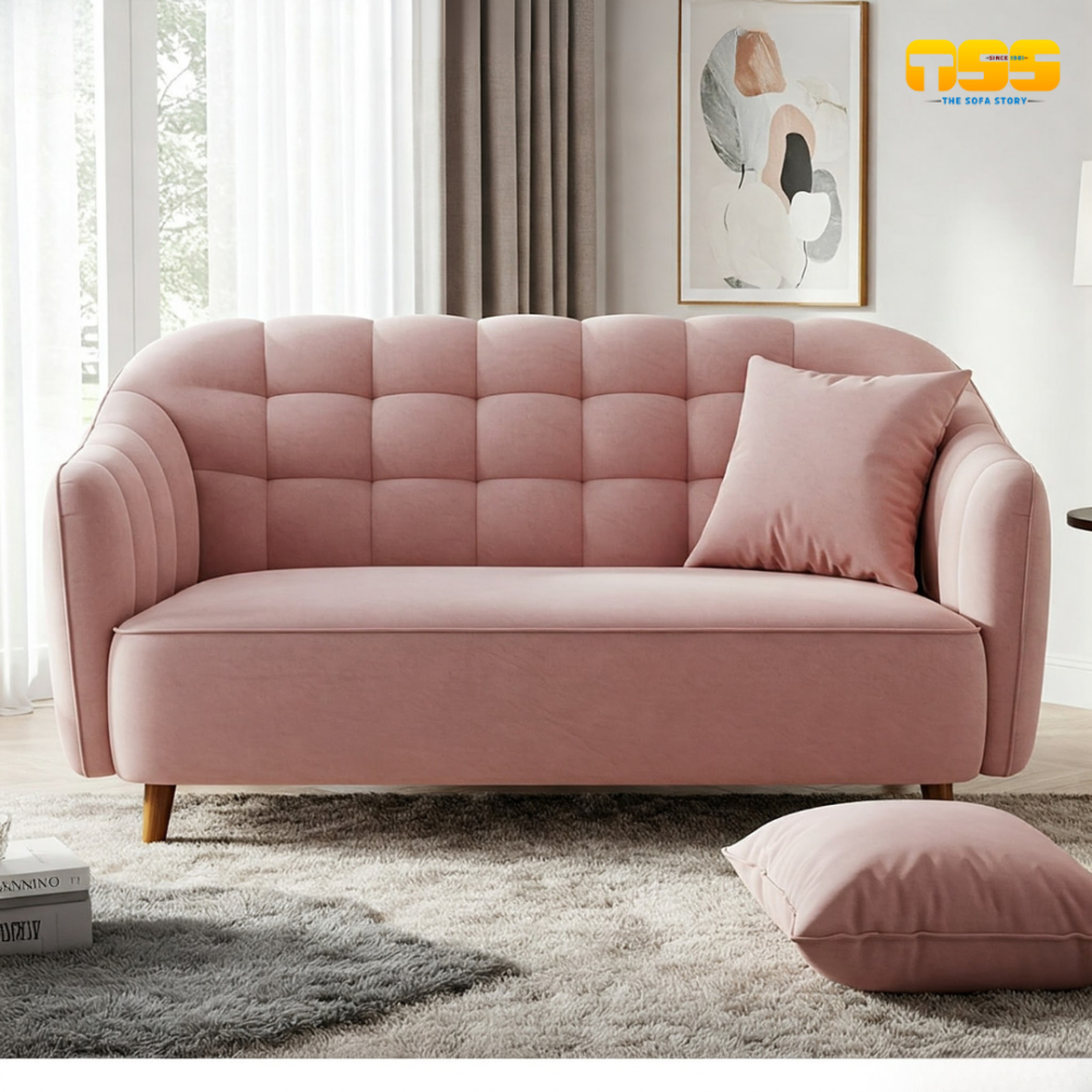 2 Seater Fabric Sofa (Pink)