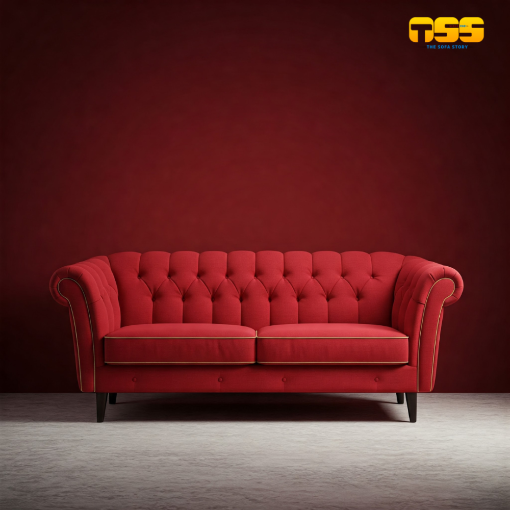 2 Seater Fabric Sofa (Red)