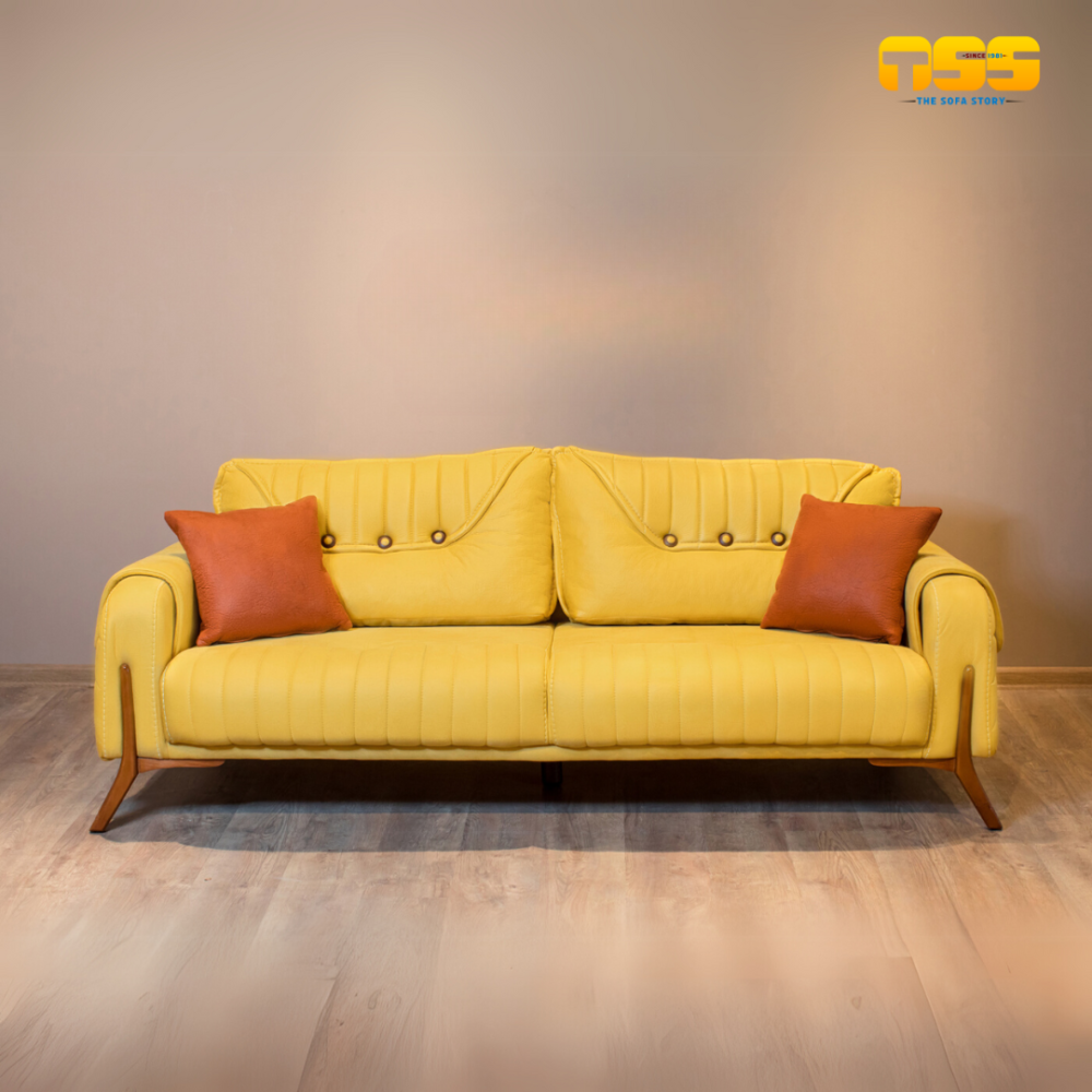 2 Seater Fabric Sofa (Yellow)