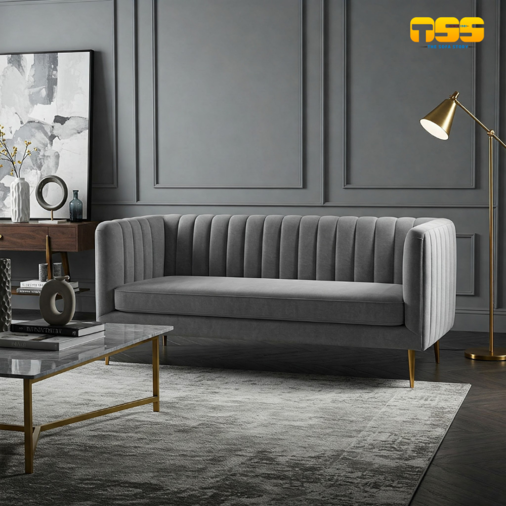 2 Seater Fabric Sofa(Light Grey)