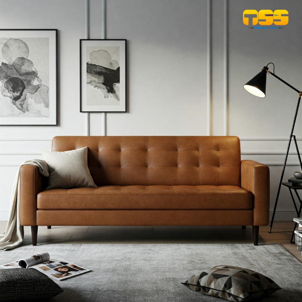 3 Seater Fabric Sofa (Cinnamon Brown)