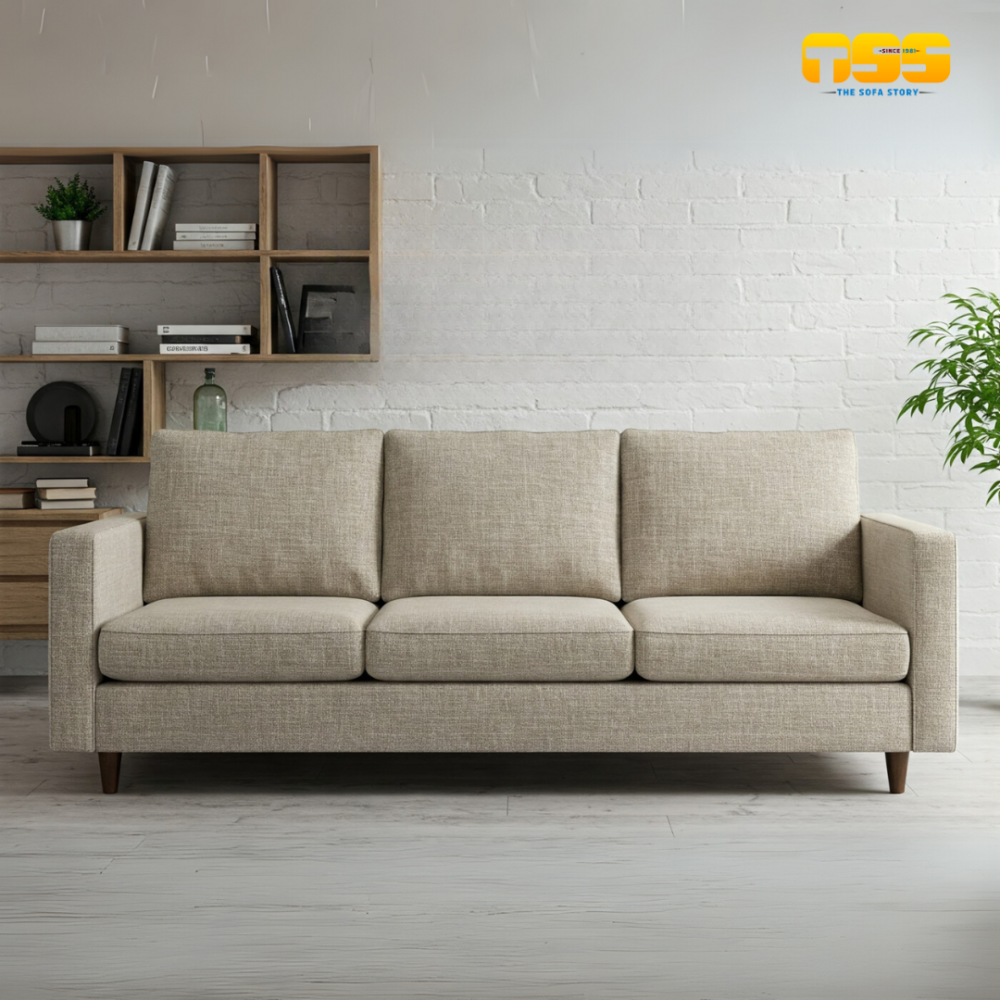 3 Seater Fabric Sofa (Cream)