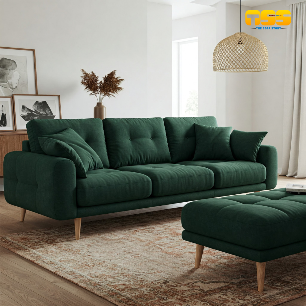 3 Seater Fabric Sofa (Emerald Green)