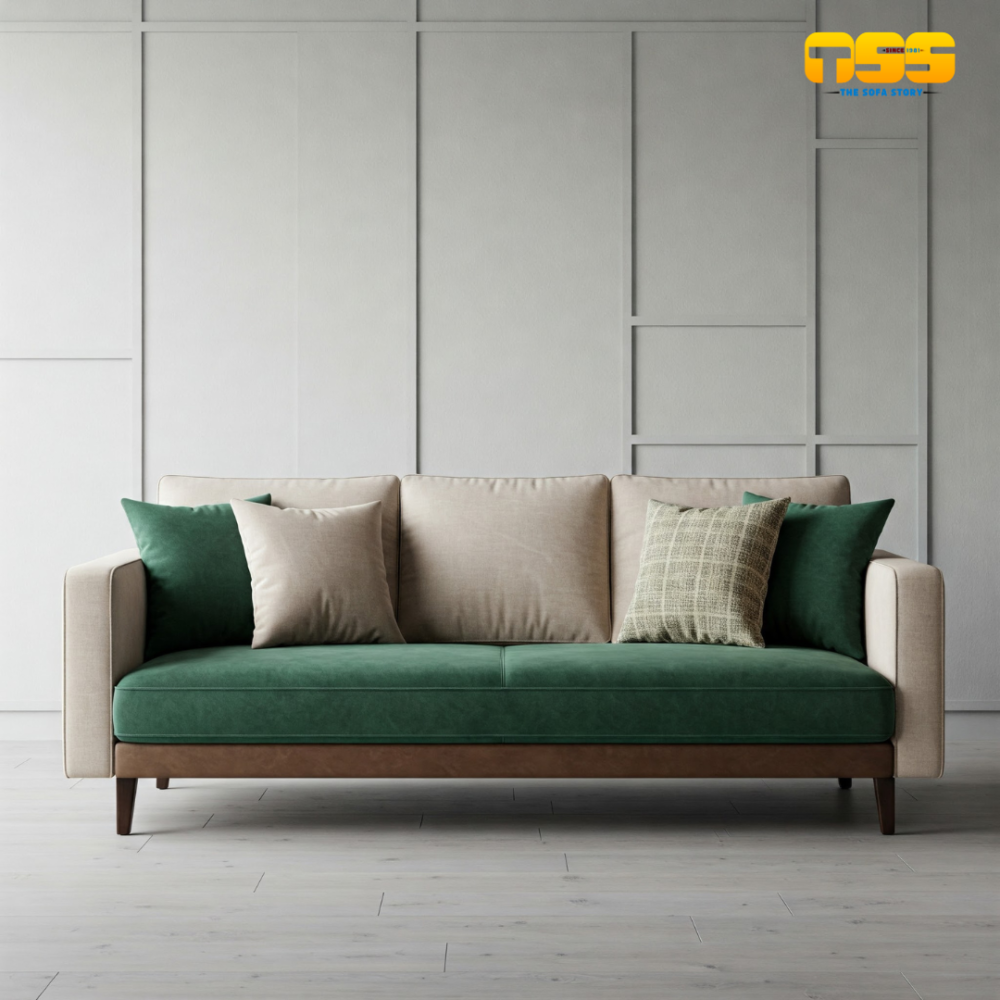 3 Seater Fabric Sofa (Green)