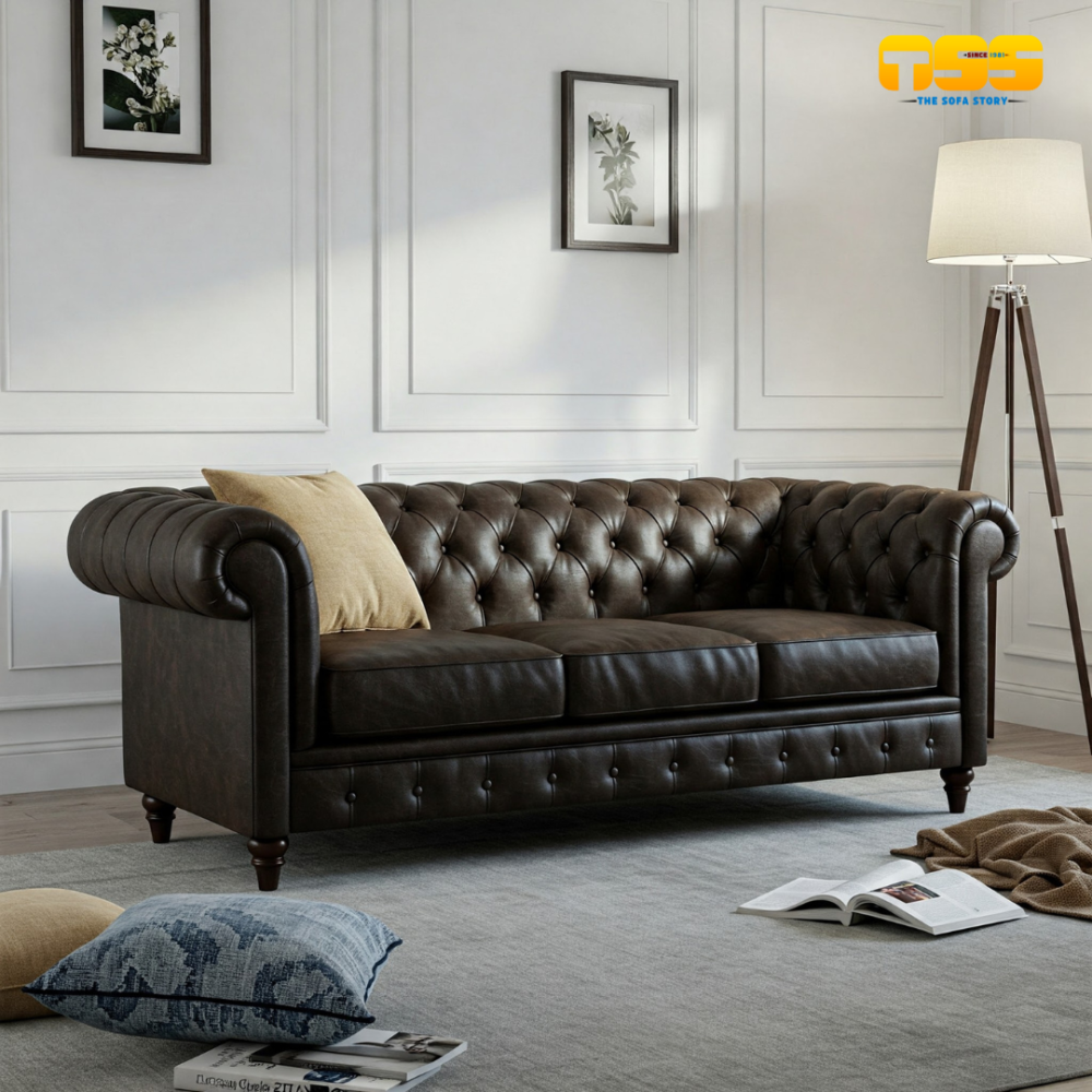 3 Seater Fabric Sofa (Mocha Brown)