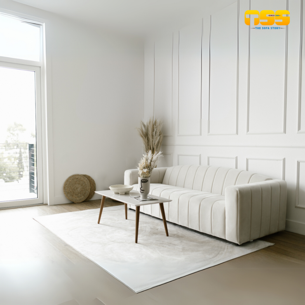 3 Seater Fabric Sofa (Only White)