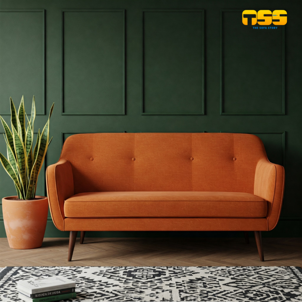 3 Seater Fabric Sofa (Orange)