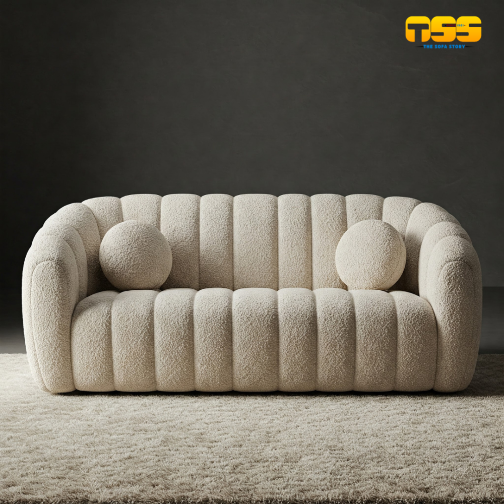3 Seater Fabric Sofa (Snow White)