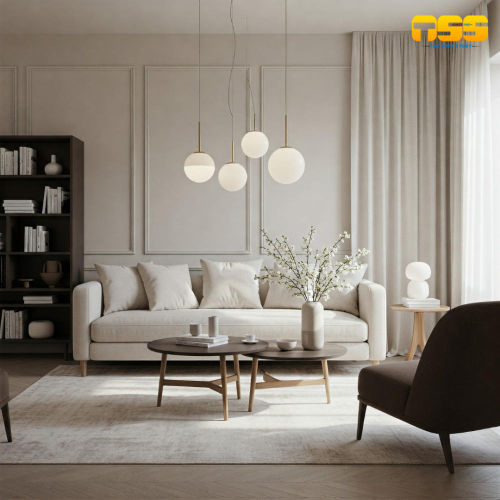 3 Seater Fabric Sofa (White)