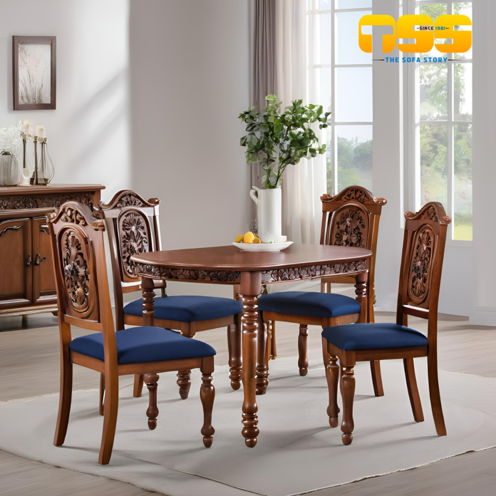 4 Seater Dining Set (Blue Walnut BW6)