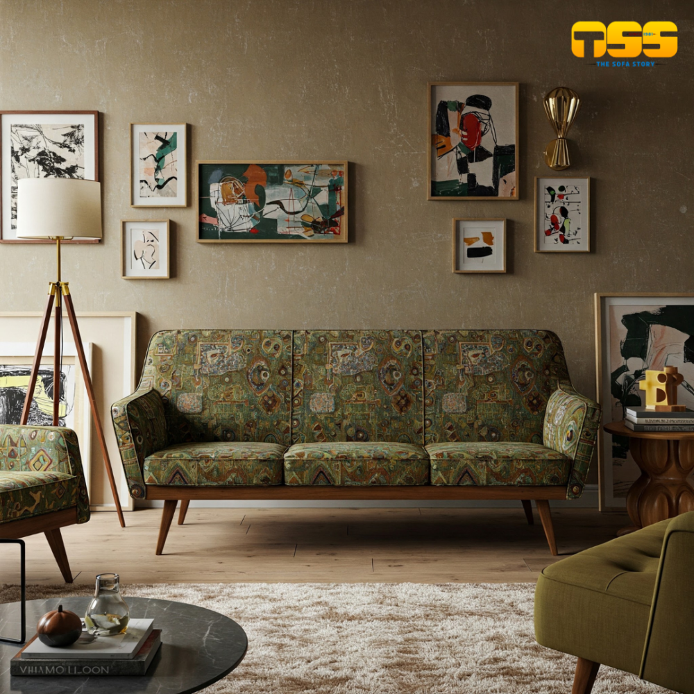 3 Seater Fabric Sofa (Olive Green)