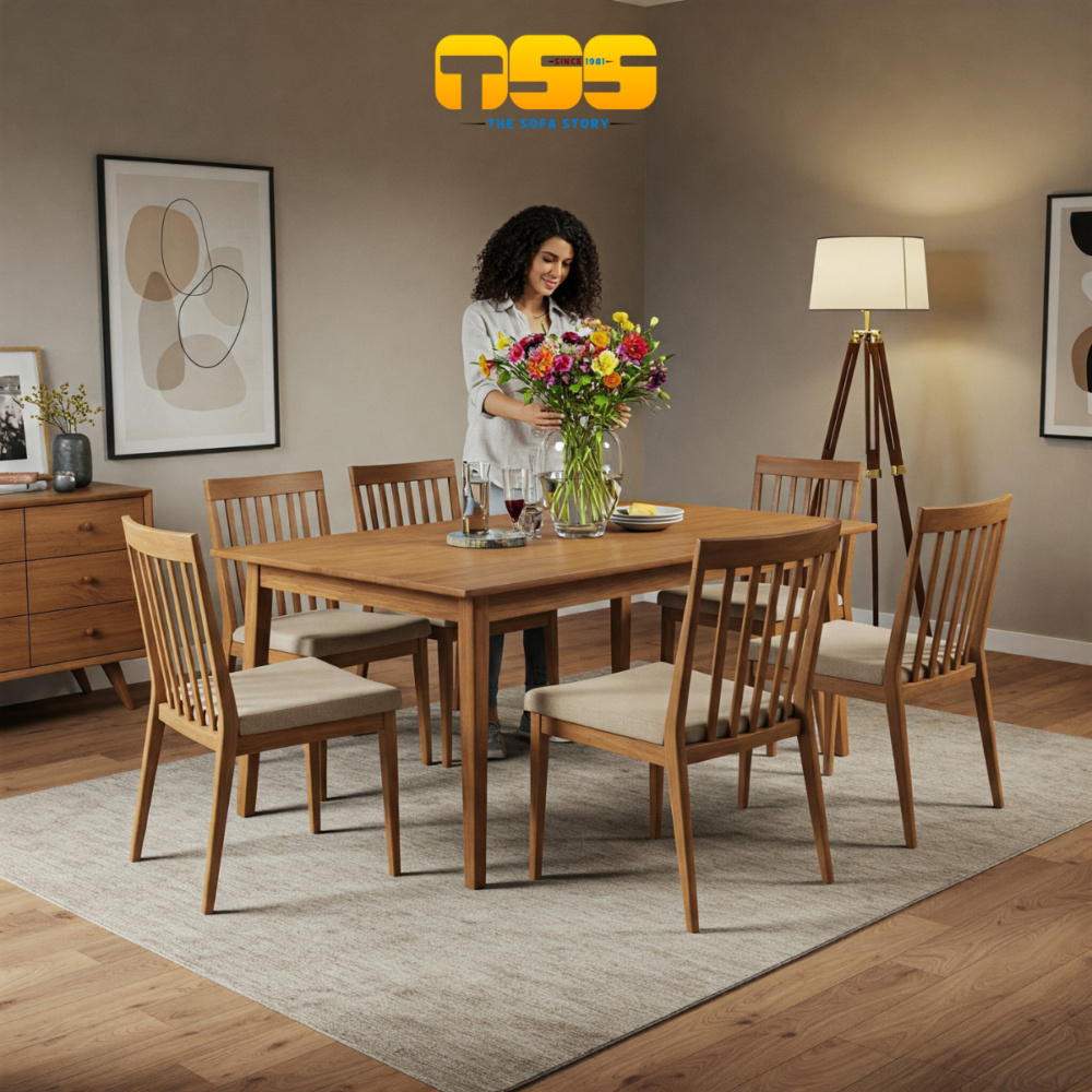 6 Seater Dining Set (Cream C67)