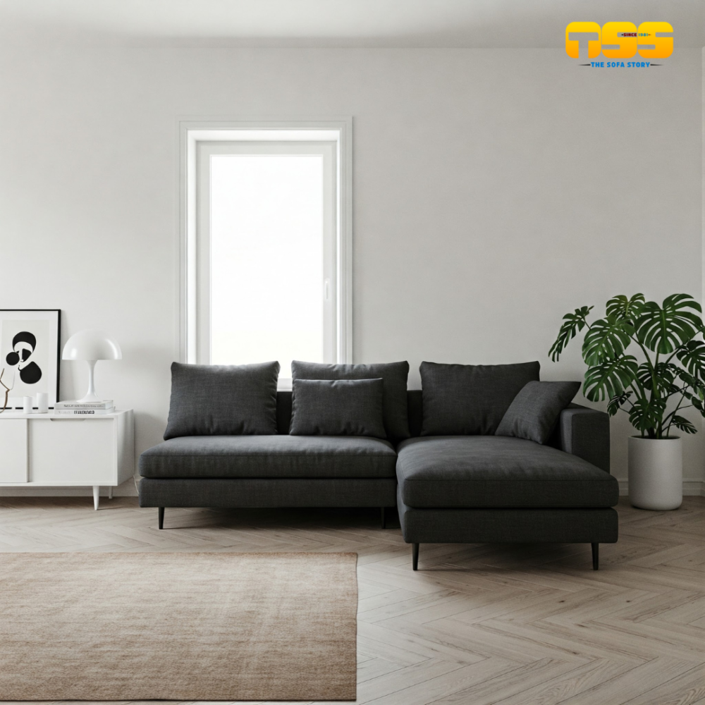 L Shaped fabric Sofa (Charcoal Grey)