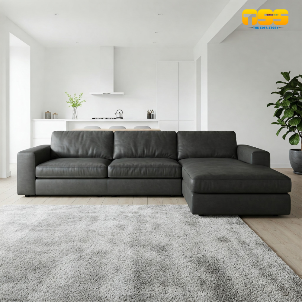 L Shaped fabric Sofa (Dark Grey)