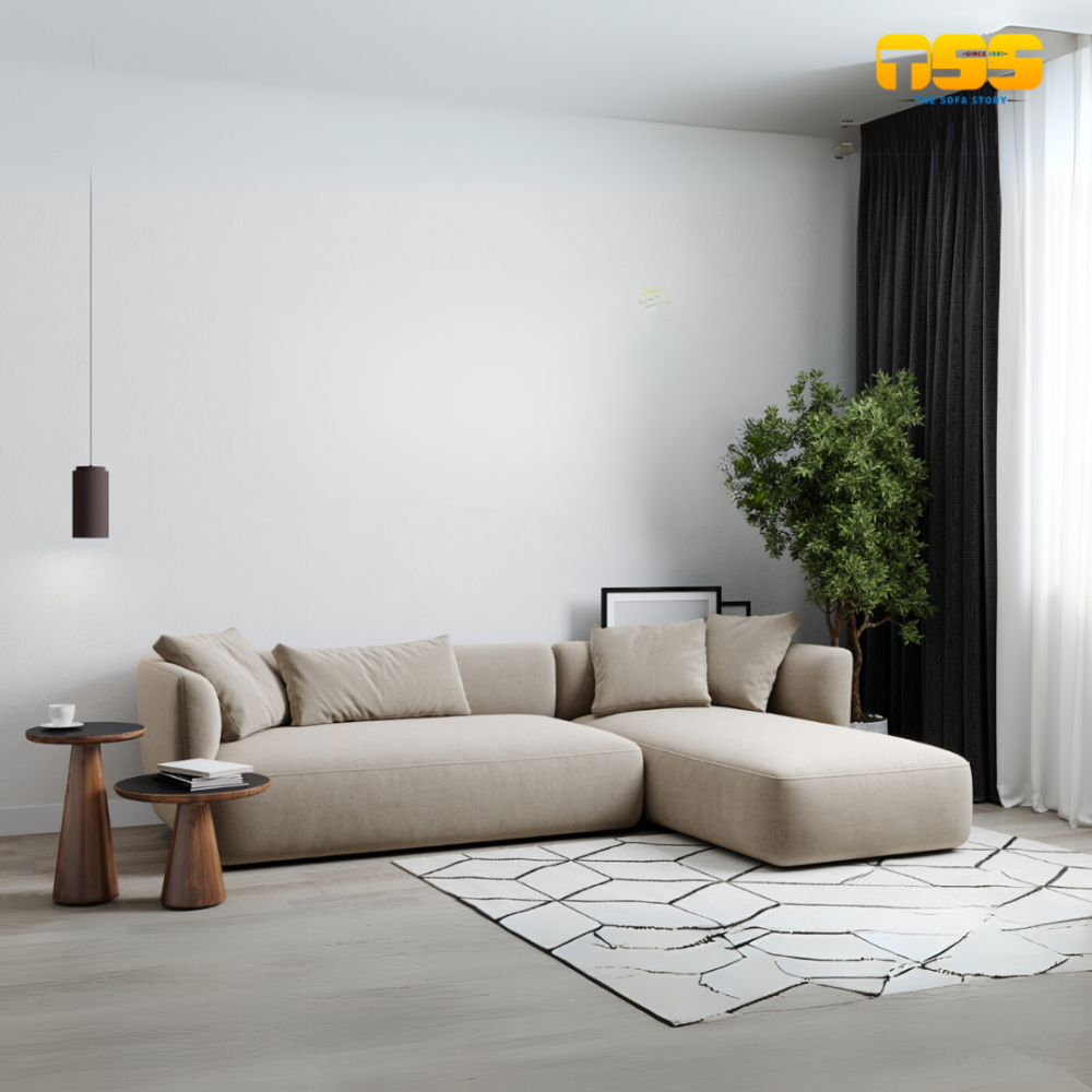 L Shaped fabric  Sofa (Snow White)