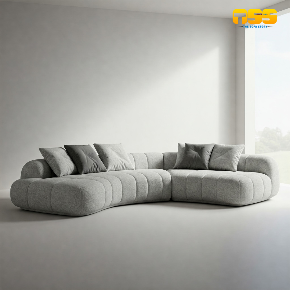 L Shaped fabric Sofa (Ivory)