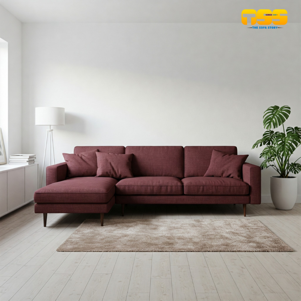 L Shaped fabric Sofa (Maroon)