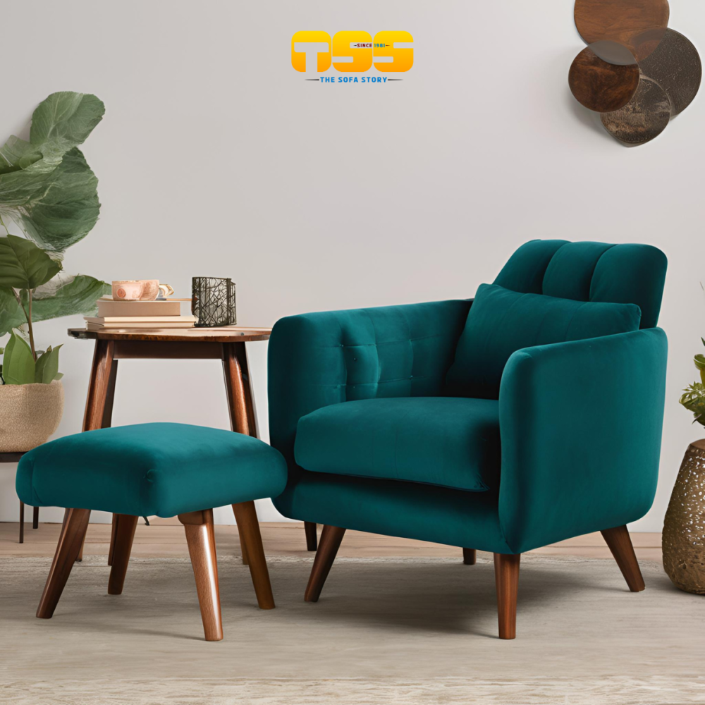 Lounge Chair with Ottoman (Emerald Green)