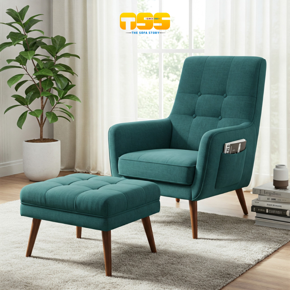 Lounge Chair with Ottoman (Green)