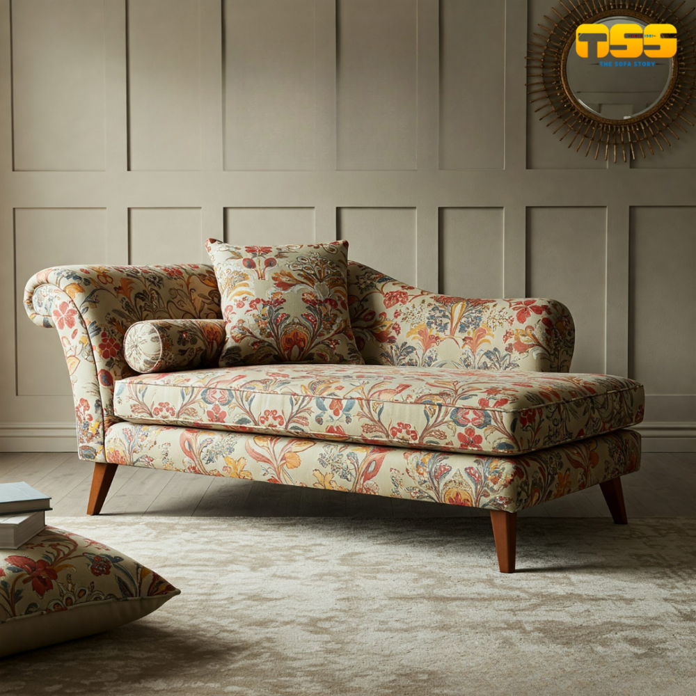 Lounge Sofa (Brown Floral)