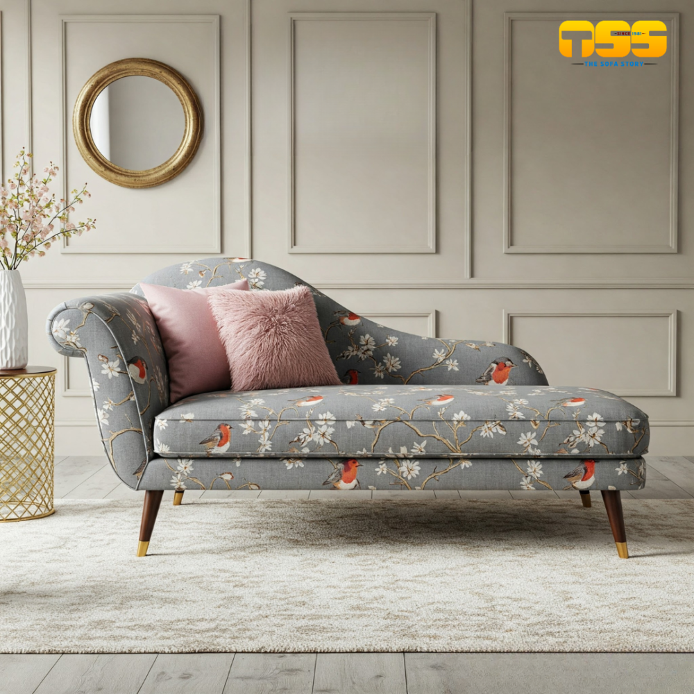 Lounge Sofa (Dark Grey Floral)
