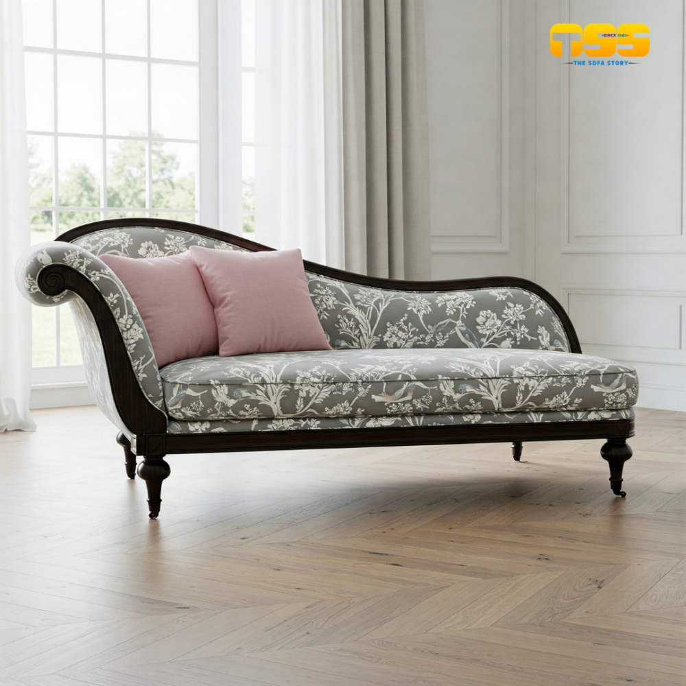 Lounge Sofa (Light Grey Floral)