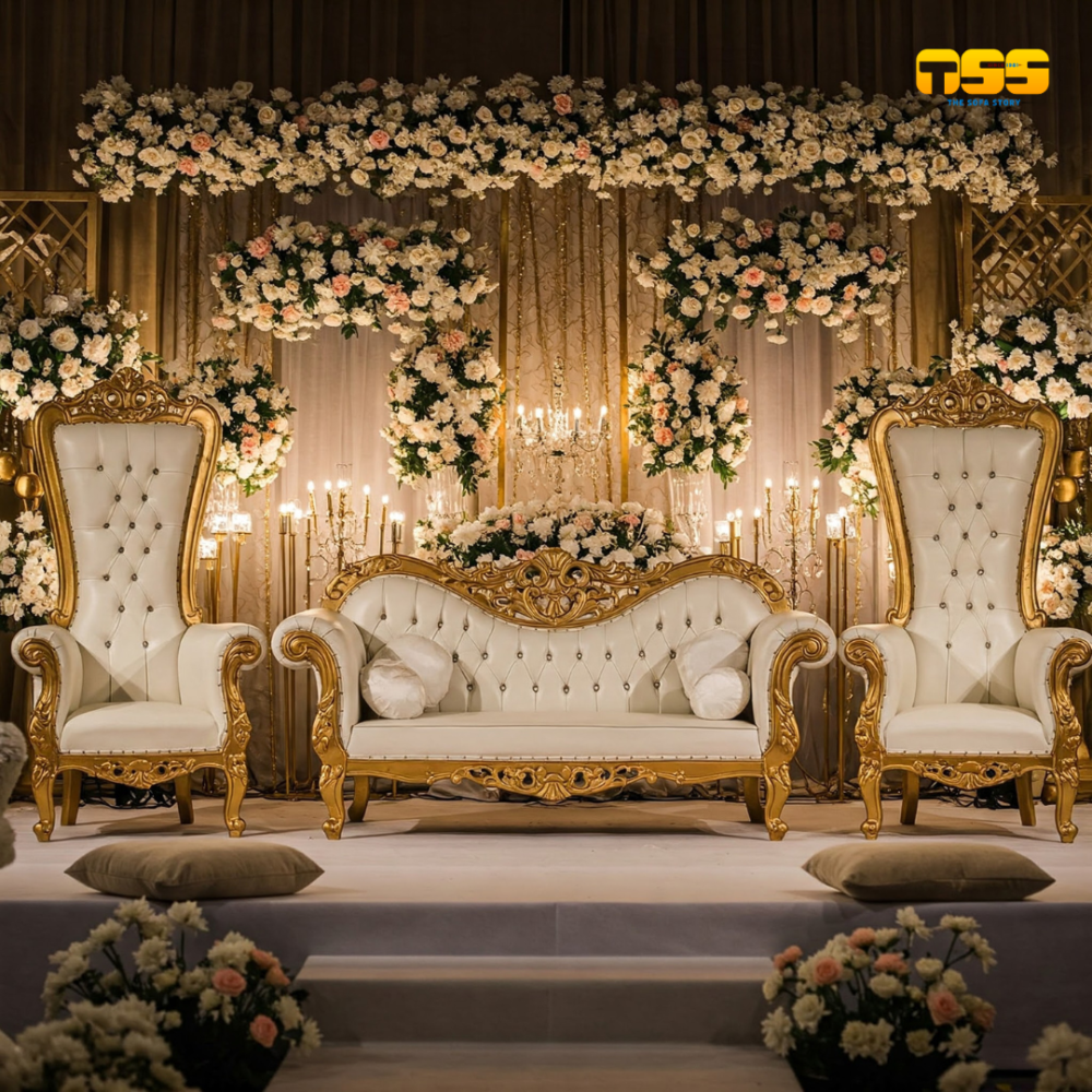 Royal Wedding Chairs for Couple (Ivory)