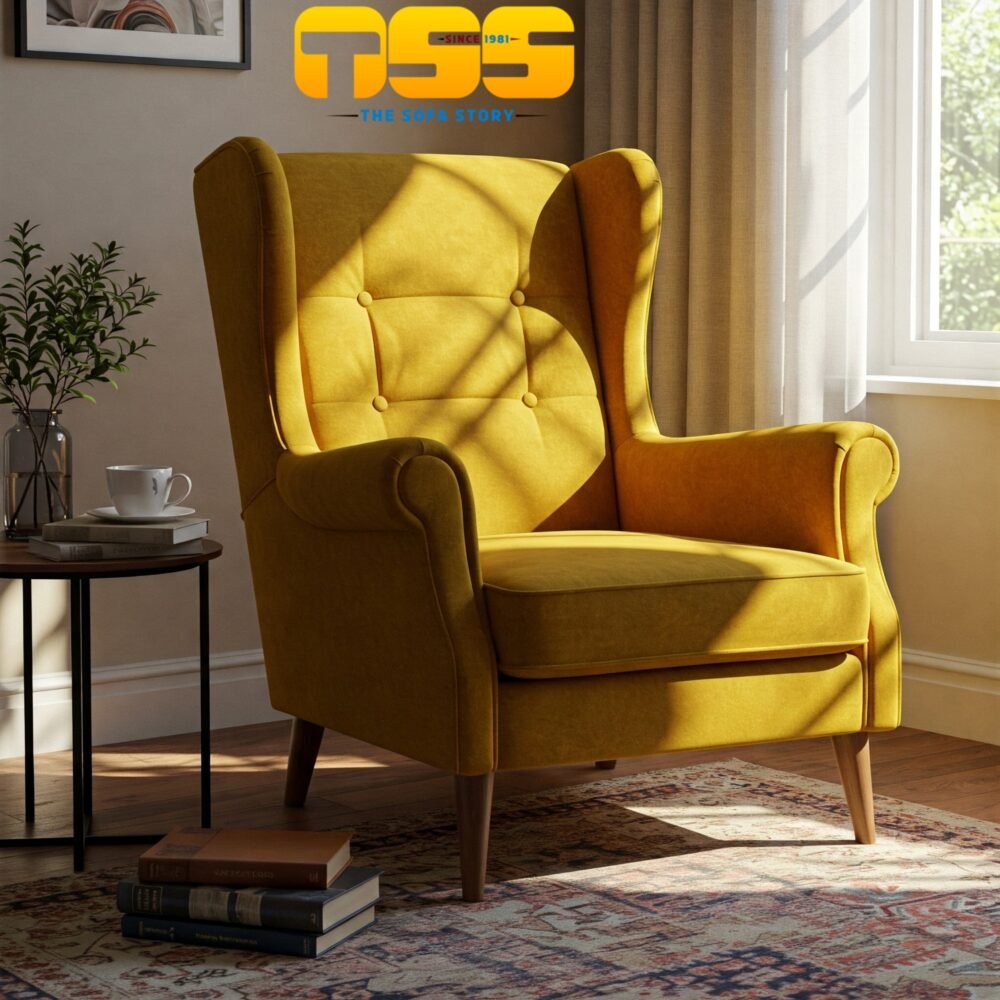 Wing Chair (Mustard Yellow)