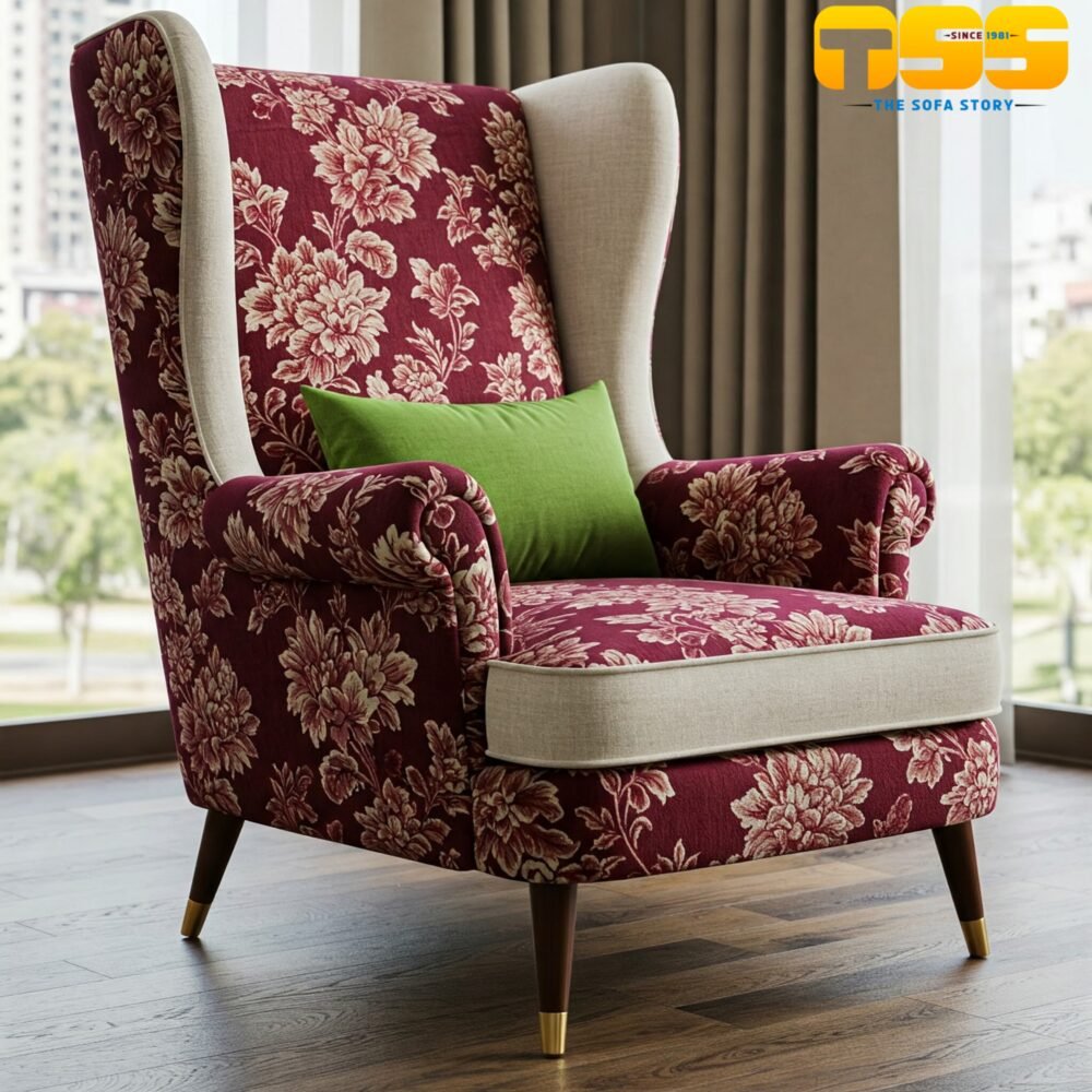 Wing Chair(Cherry Floral)